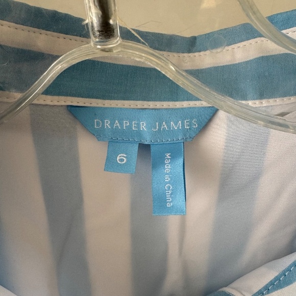 DRAPER JAMES Carly Blue White Striped Cotton Shirt Dress in Awning Stripe - Picture 7 of 9